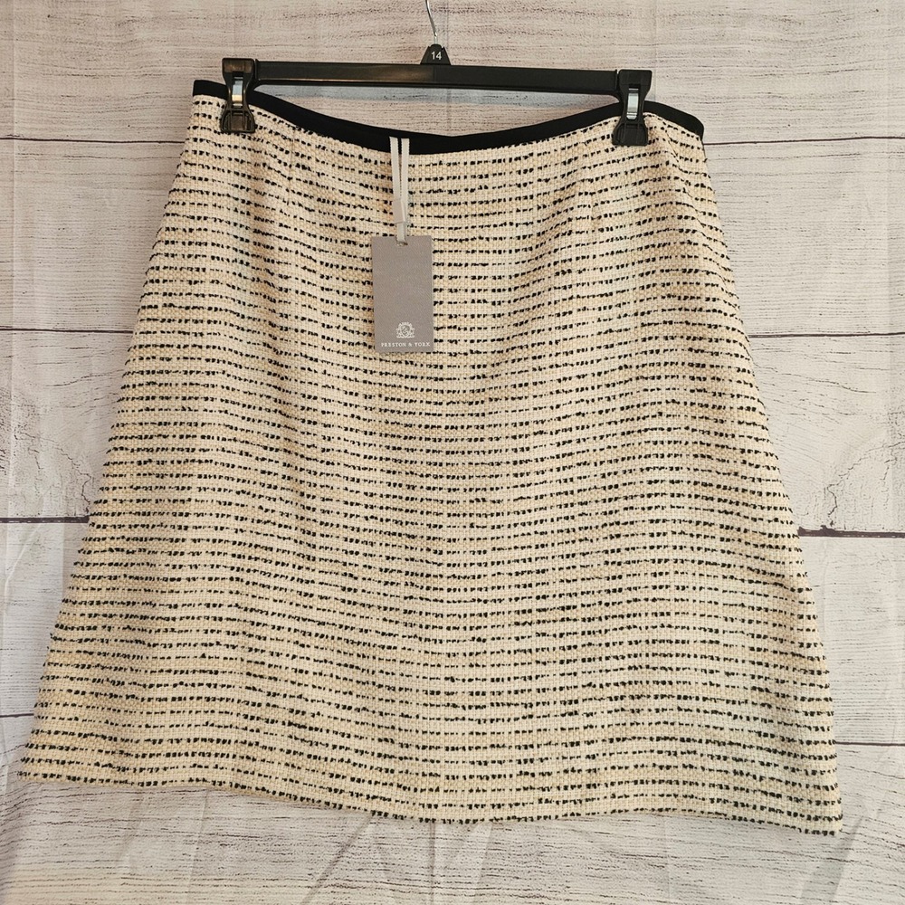 Preston & York Size 14 Au-gusty Day Maude Tweed Skirt Cream/Tan/Black NWT 1058